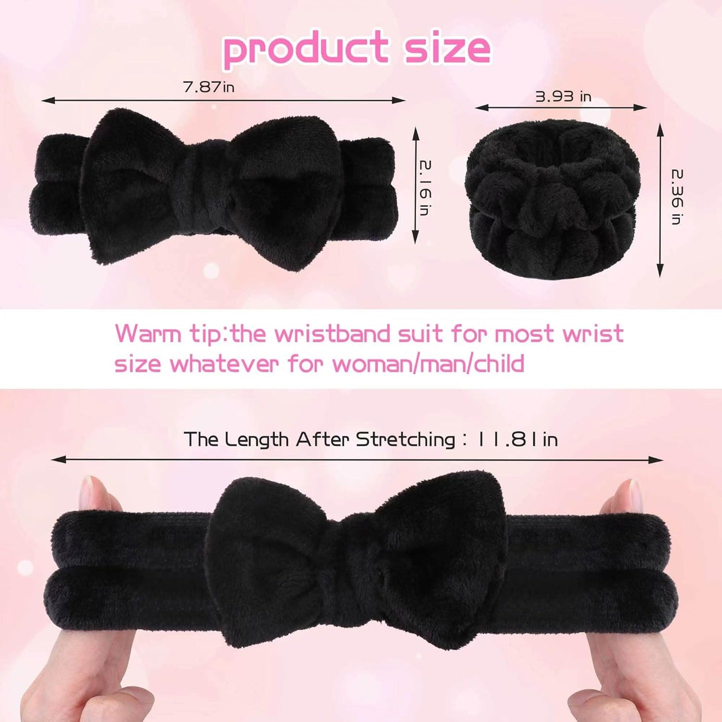 WSYUB Makeup Headbands, 1pcs Black Spa Headband Fluffy Bow