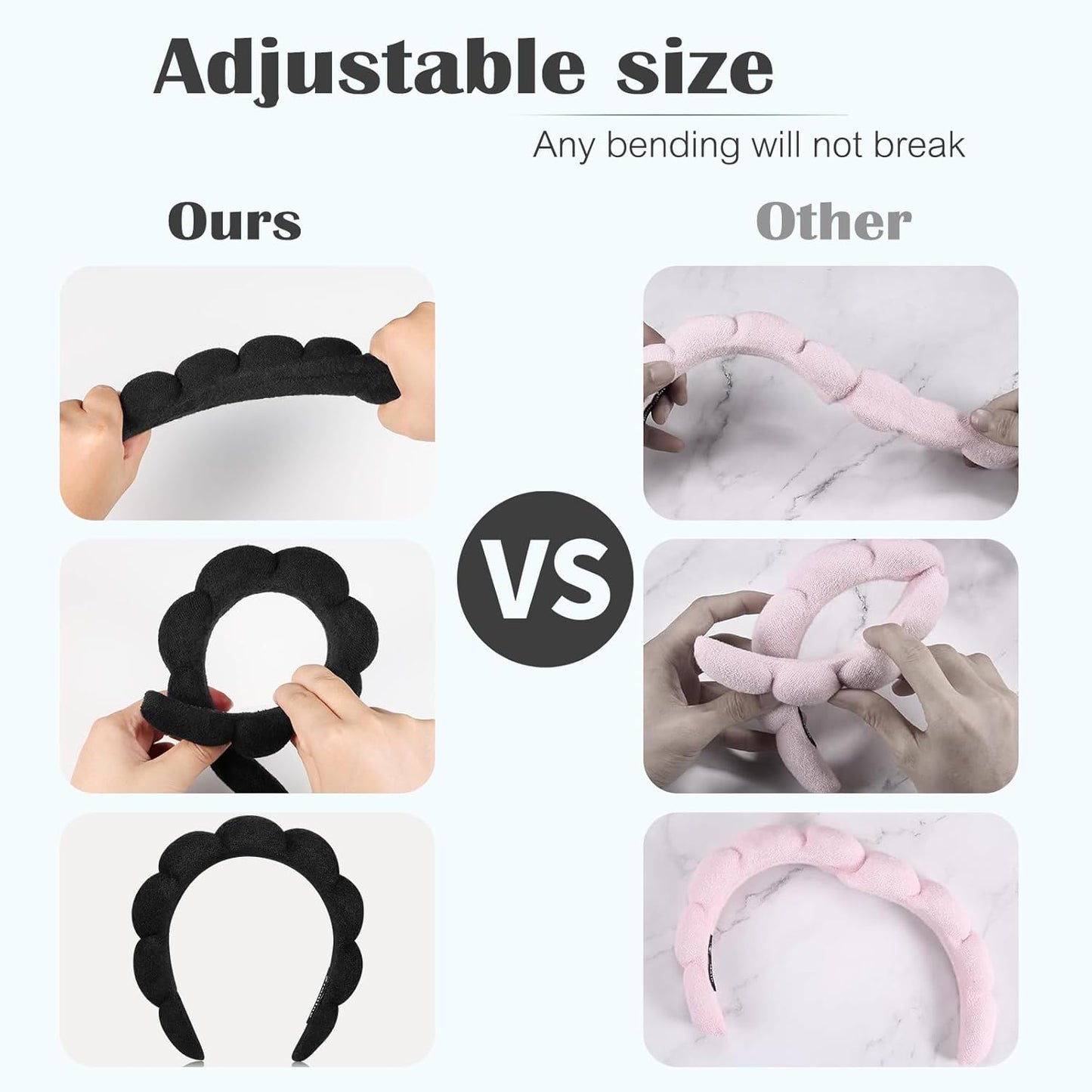 Spa Headbands for Washing Face or Facial, Set of 2