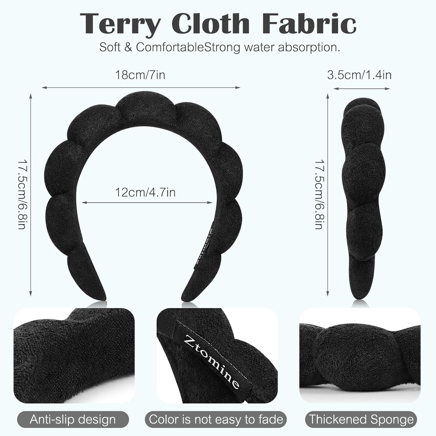 Spa Headbands for Washing Face or Facial, Set of 2