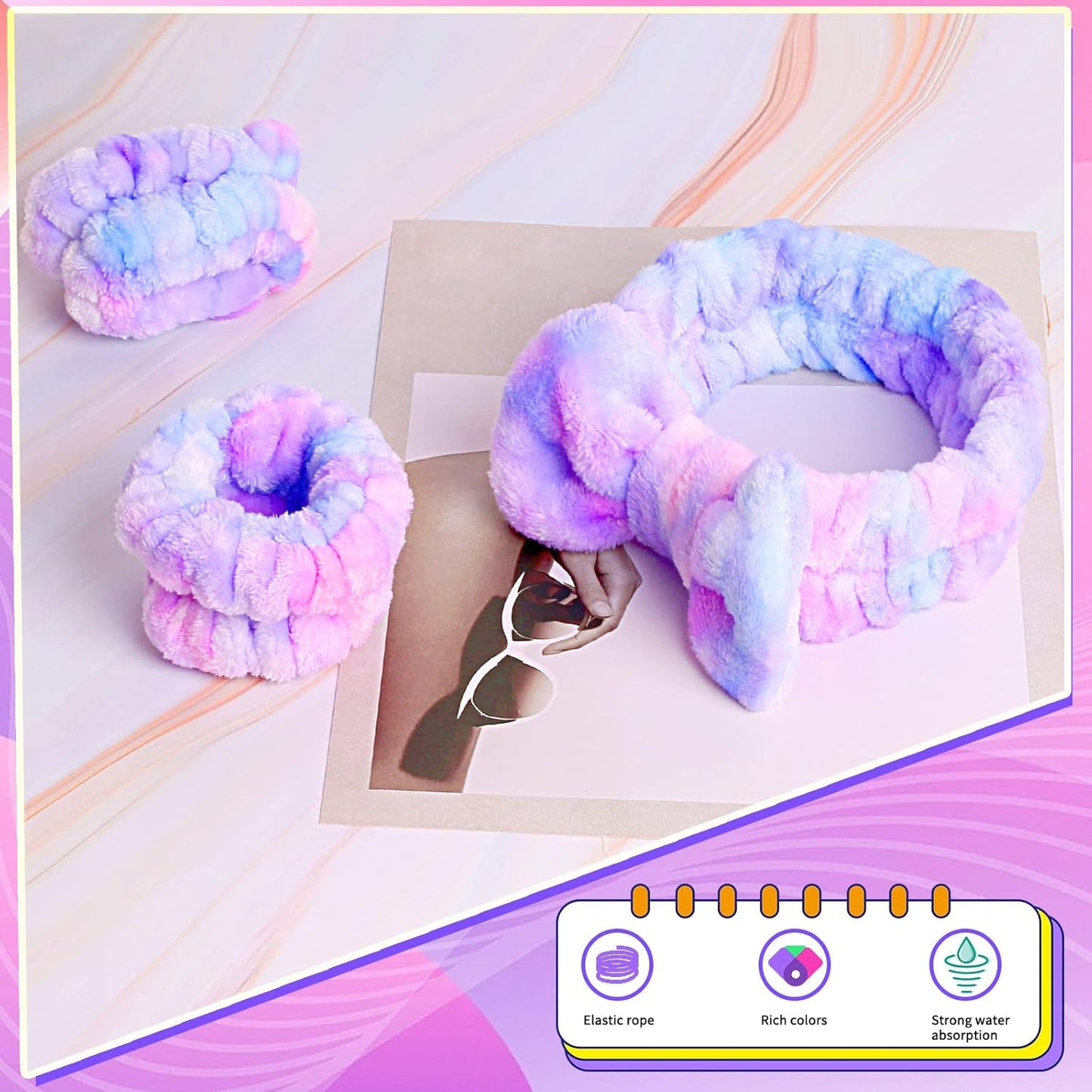 WSYUB Spa Headband and Wristbands for Face Washing, Party Supplies