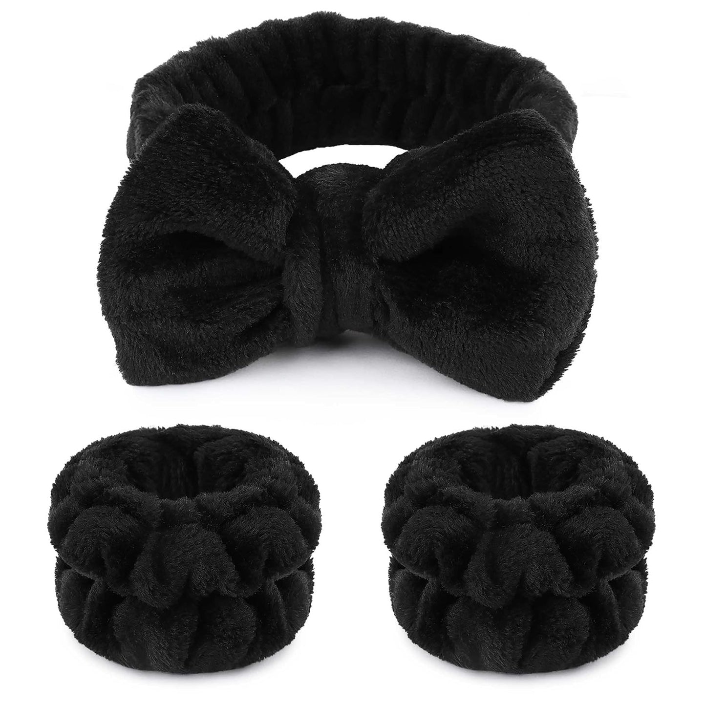 WSYUB Makeup Headbands, 1pcs Black Spa Headband Fluffy Bow