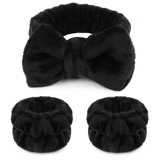 WSYUB Makeup Headbands, 1pcs Black Spa Headband Fluffy Bow