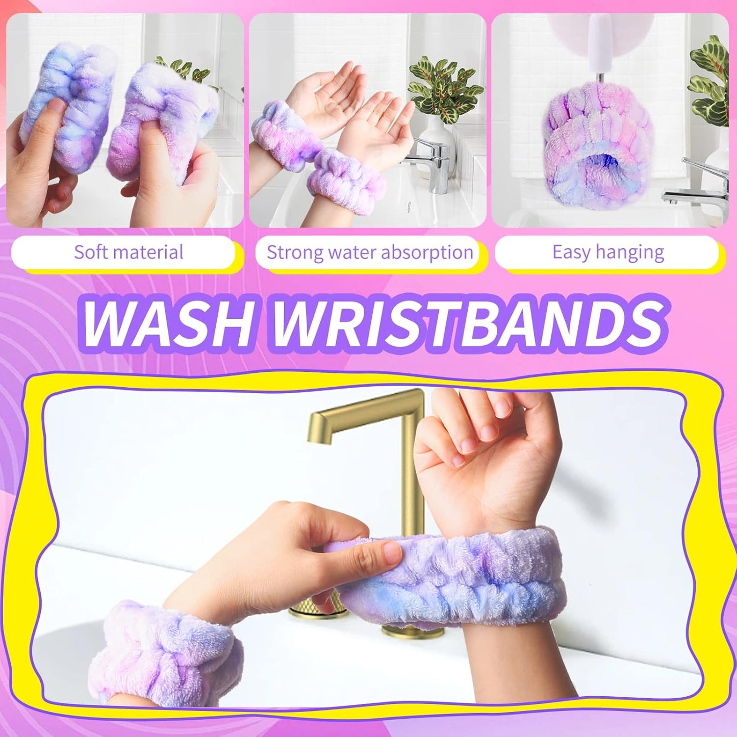 WSYUB Spa Headband and Wristbands for Face Washing, Party Supplies