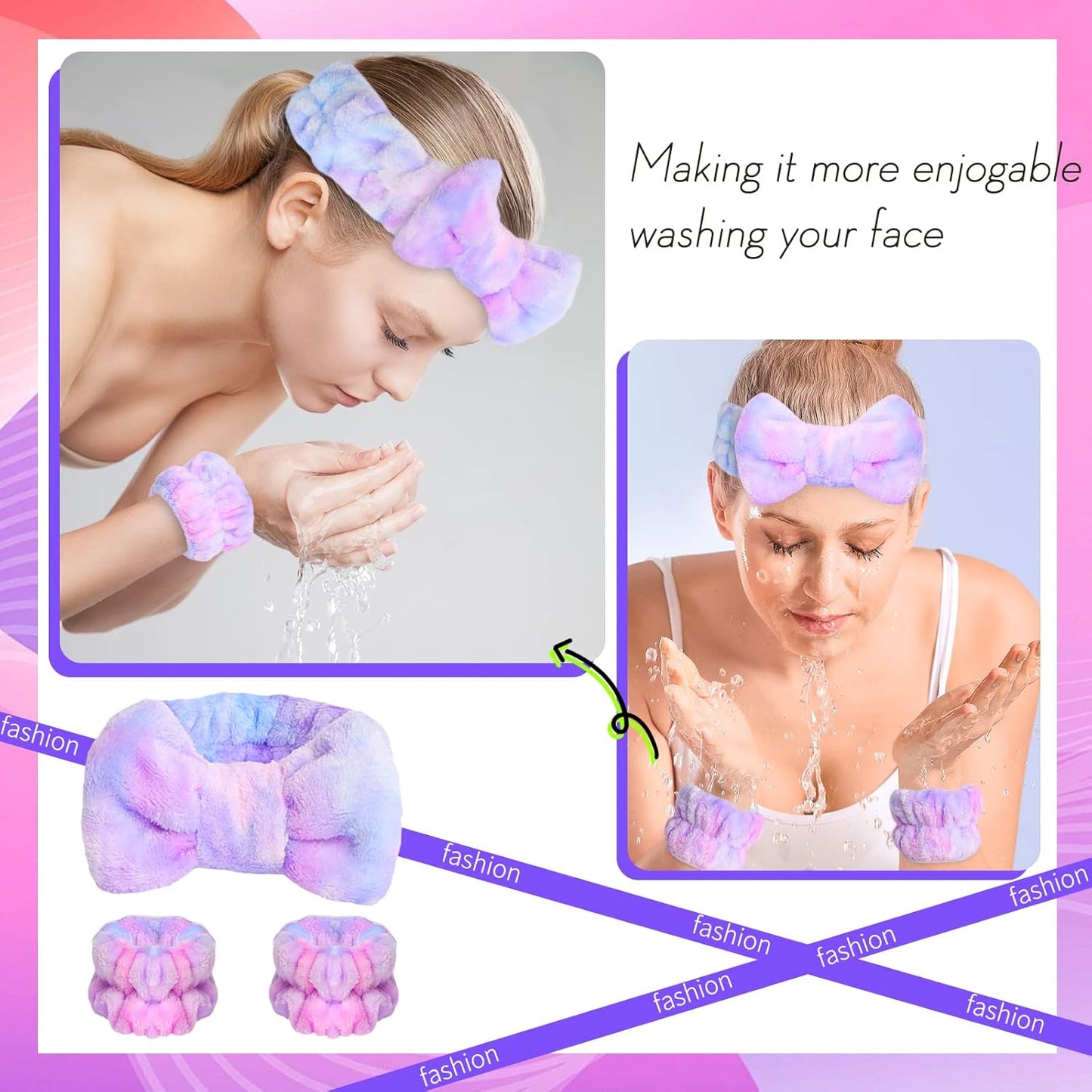 WSYUB Spa Headband and Wristbands for Face Washing, Party Supplies