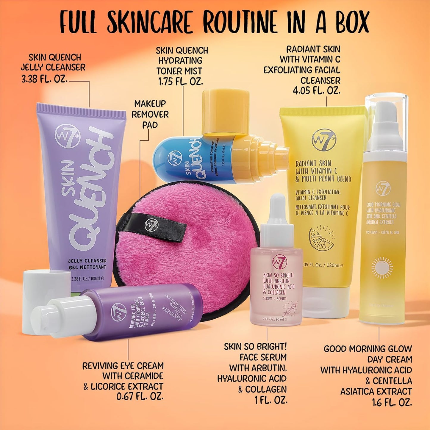 W7 Beauty Blast Skincare Secrets Set - Complete Full Size Skincare Routine