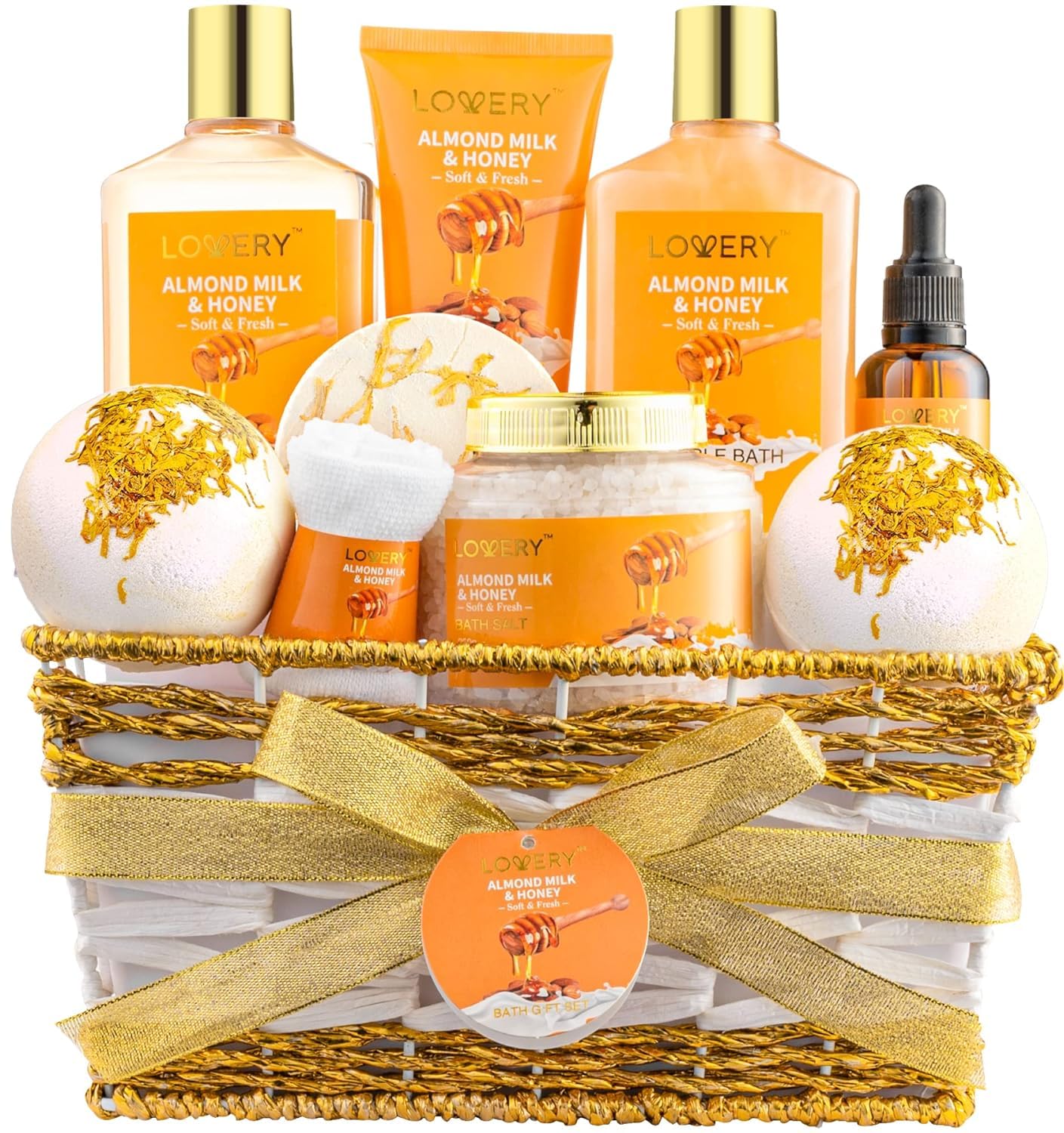 Gifts for Women Gift Basket for Women - 10 Pc Almond Milk & Honey Beauty & Personal Care Set