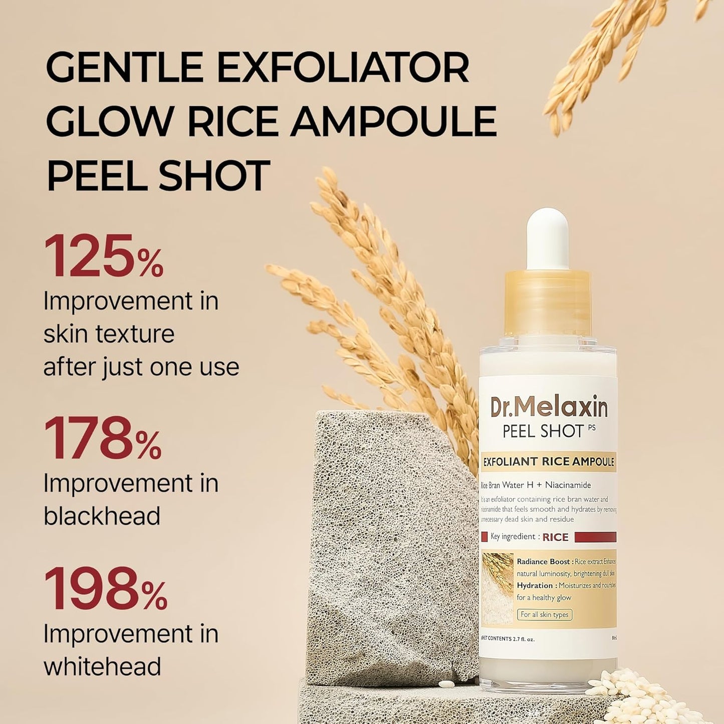 Dr.Melaxin Peel Shot Glow Rice Peeling Ampoule 80ml Face and Body Scrub