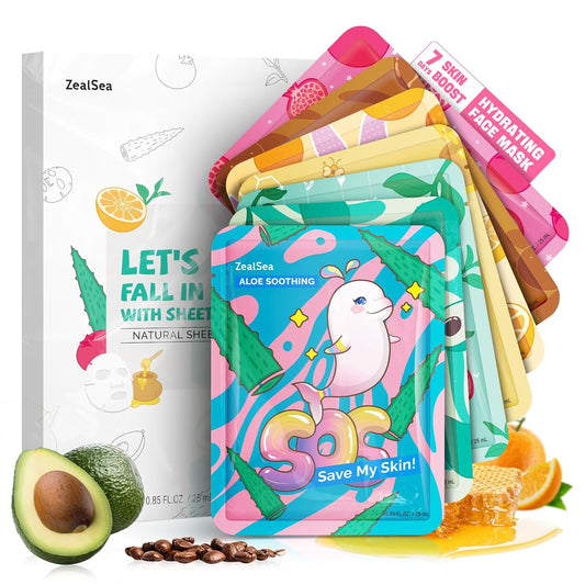 ZealSea Face Masks Skincare, Facial Masks for Women Skin Care, All Skin Types 7 Pack